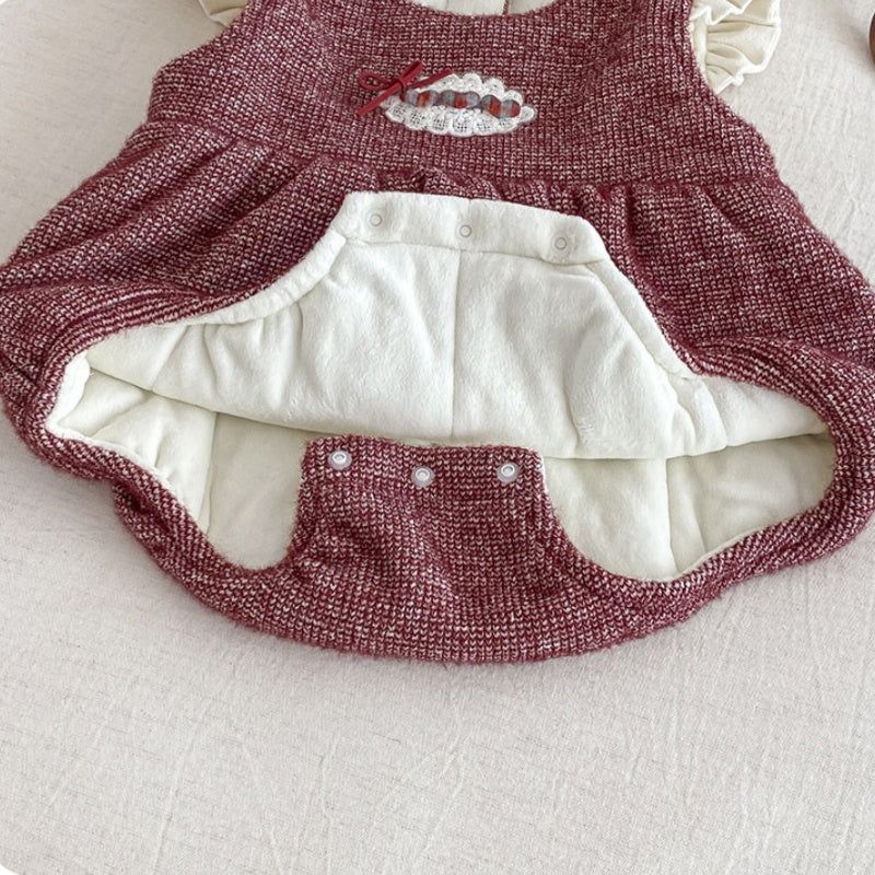 【66-90】 ハート 刺繍 あったか ロンパース - 画像 (14)