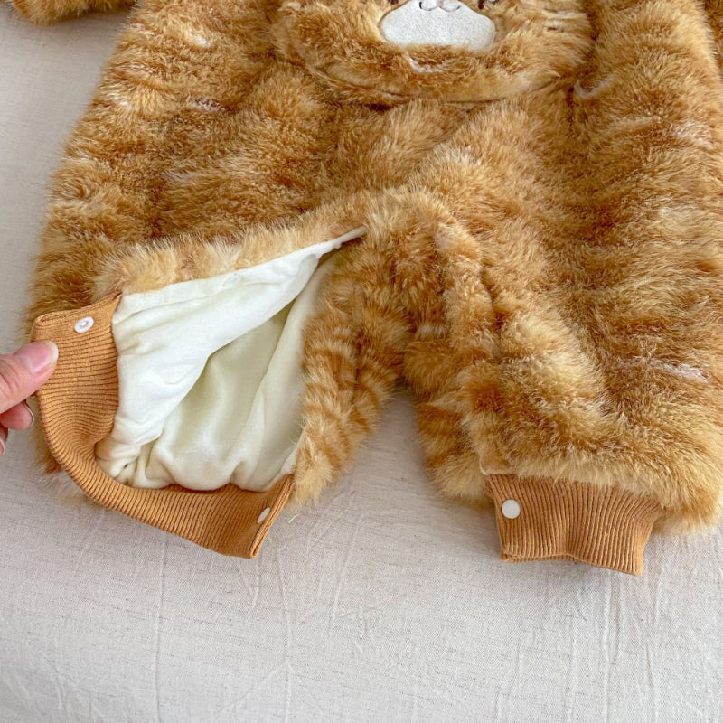 【66-90】韓国風 キャット柄 もこもこ カバーオール - 画像 (14)