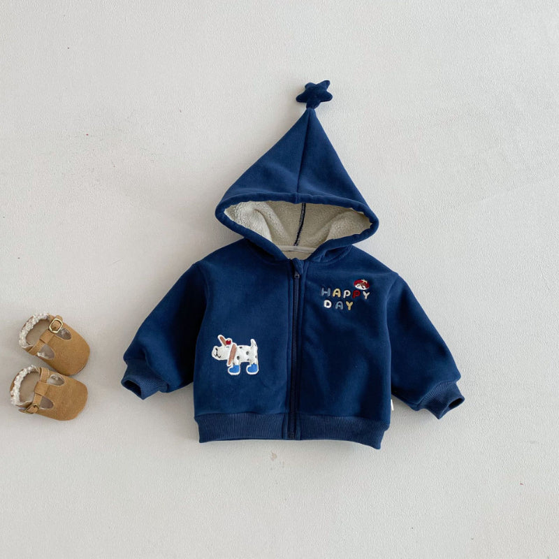 【73-120】 刺繍 フード付き スターあったか アウター - 画像 (9)