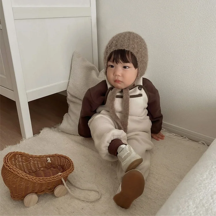 【73-100】 韓国風 フリース サロペット - 画像 (6)