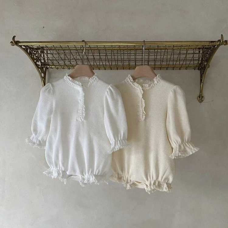 【66-90cm】 ワッフル ロンパース
