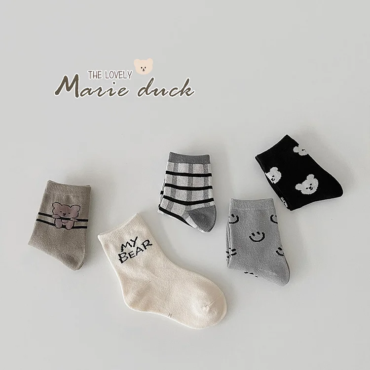 【GOODS】レトロスマイル 熊柄 ソックス 5足セット - 画像 (18)