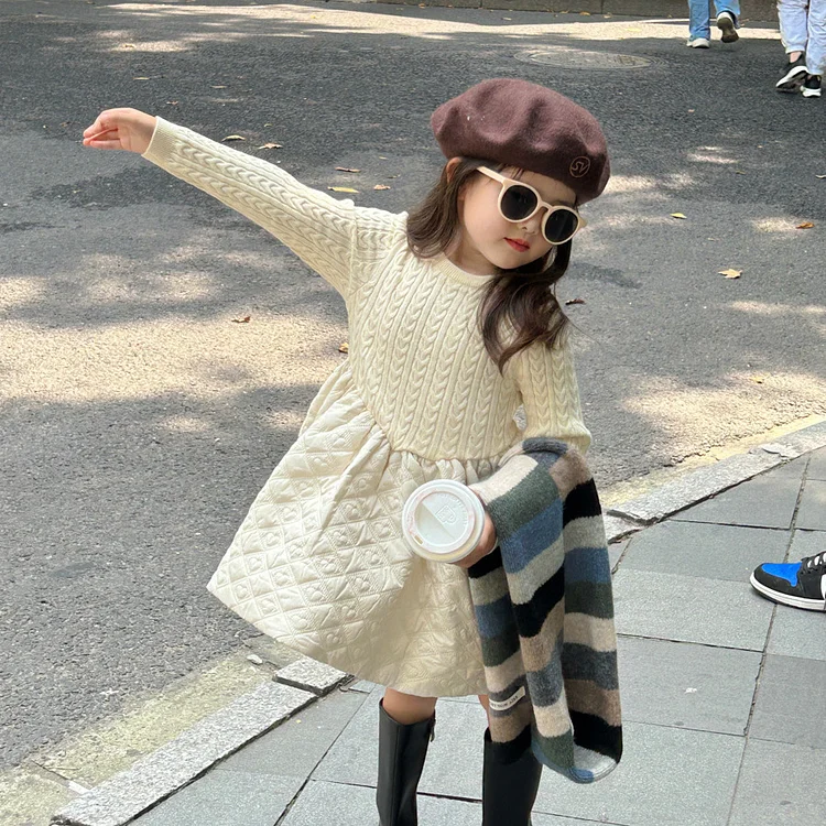 【90-140】 デザイン 切替フレア ワンピース - 画像 (9)