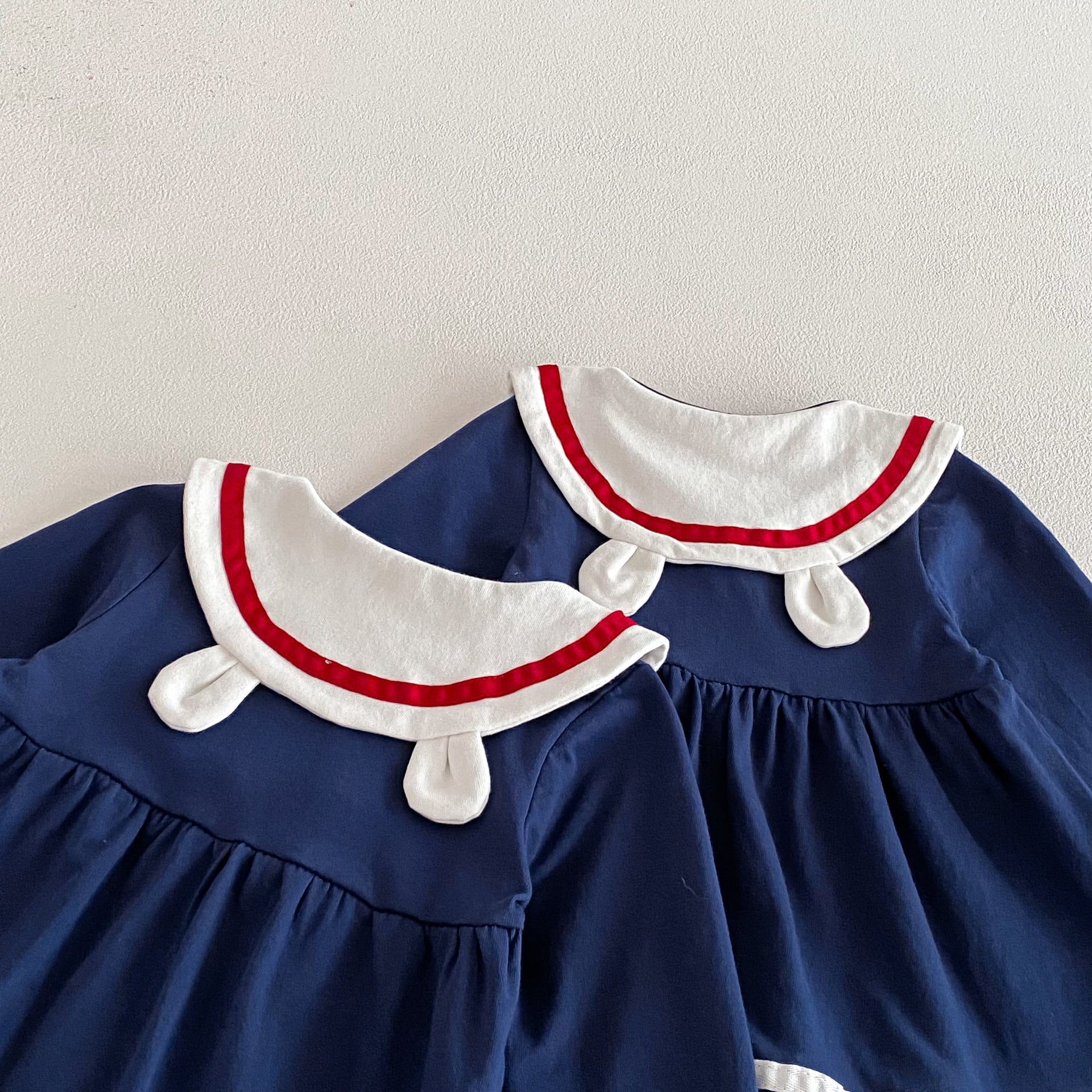 【66-100】姉妹お揃いコーデ ウサギ柄 セーラー風 ロンパース/ワンピース - 画像 (10)