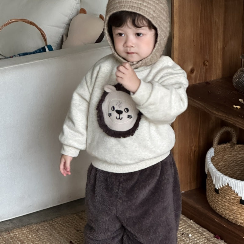 【73-110】 韓国風 くまさん、ライオン あったか セットアップ - 画像 (4)