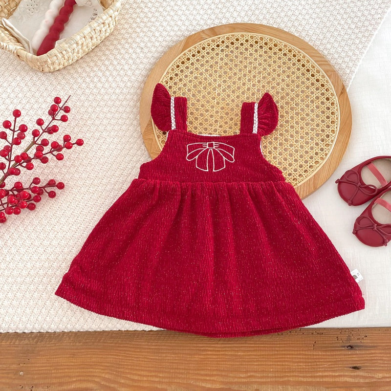 【66-100】 蝶結び 刺繍 あったか ロンパース、ワンピース - 画像 (14)