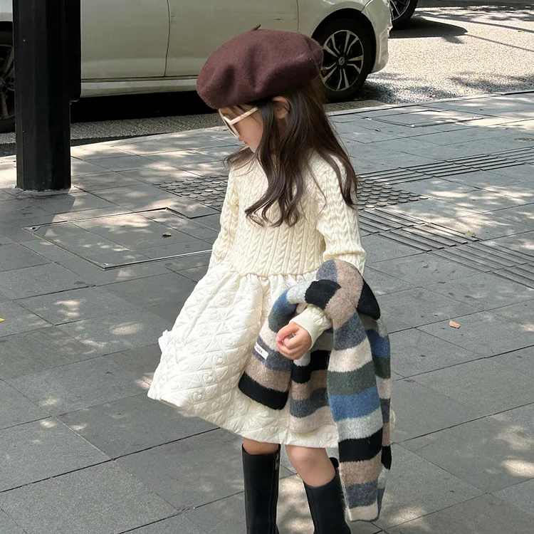 【90-140】 デザイン 切替フレア ワンピース - 画像 (8)