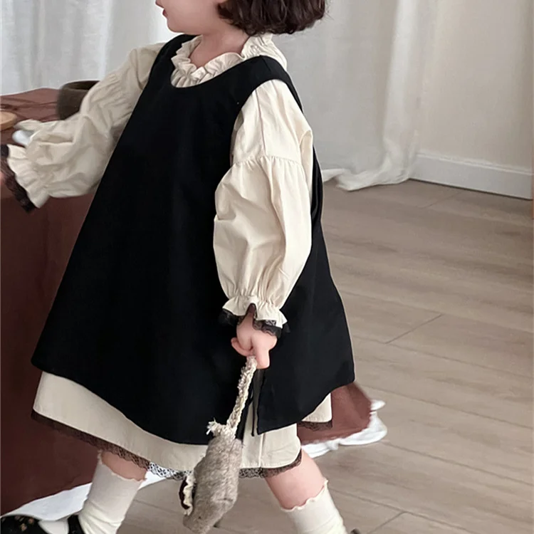 【80-130】ワンピース&シャツ 2点セットフォーマル フリルレース - 画像 (2)