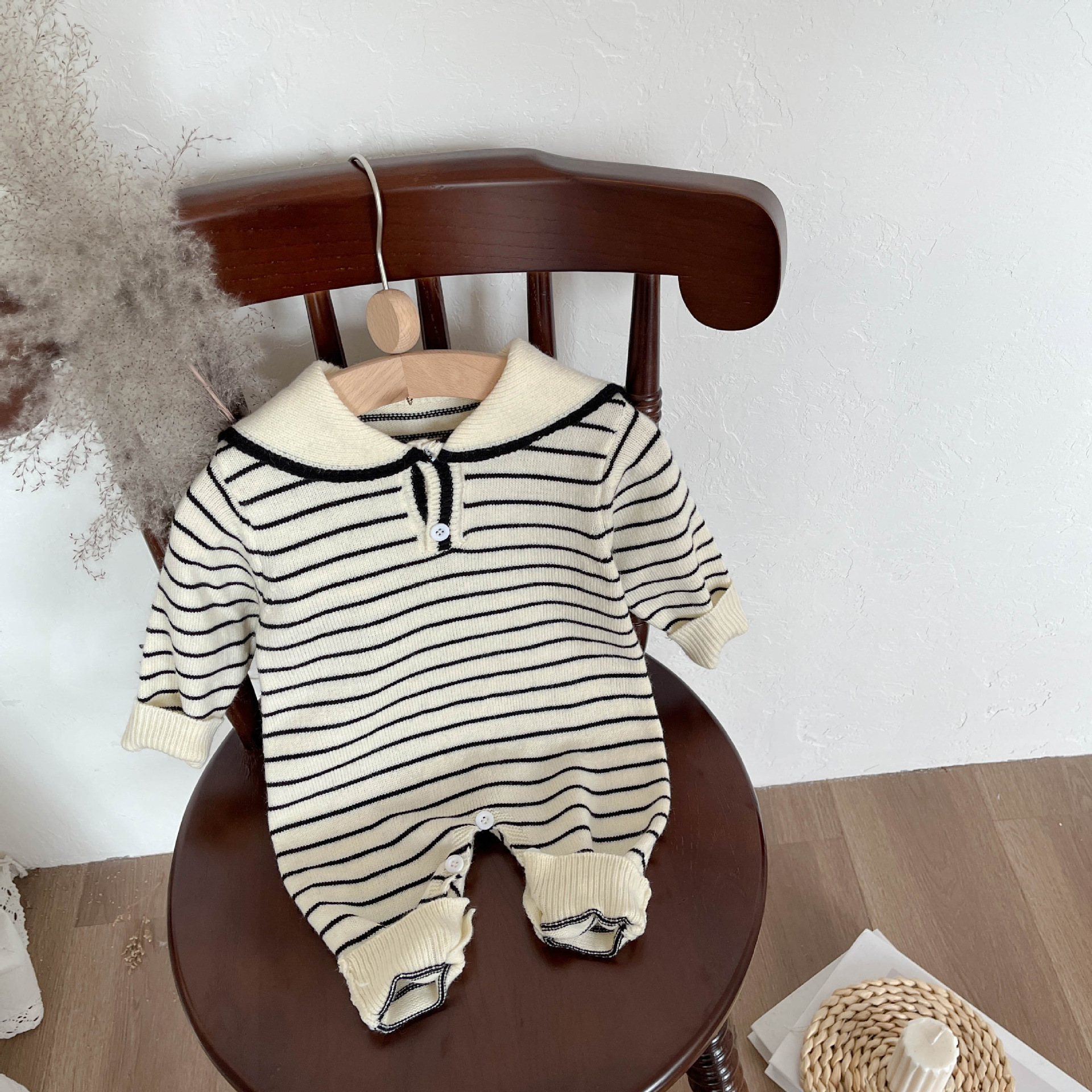 【66-100】ニット ロンパース 上品 セーラーカラー - 画像 (8)