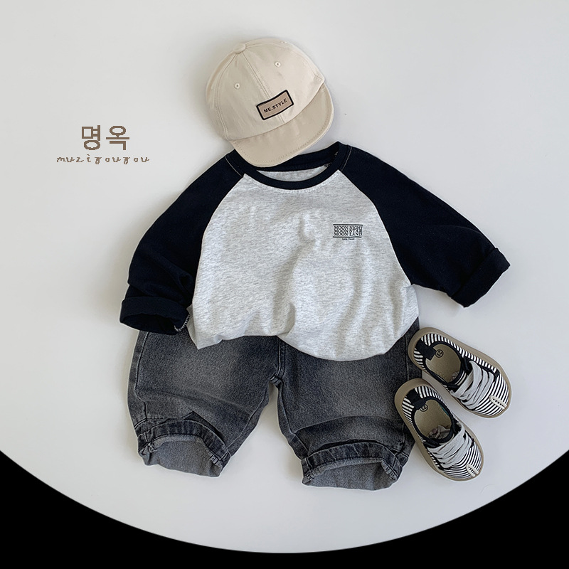 【80-130】配色 着心地良い 長袖 Tシャツ - 画像 (3)