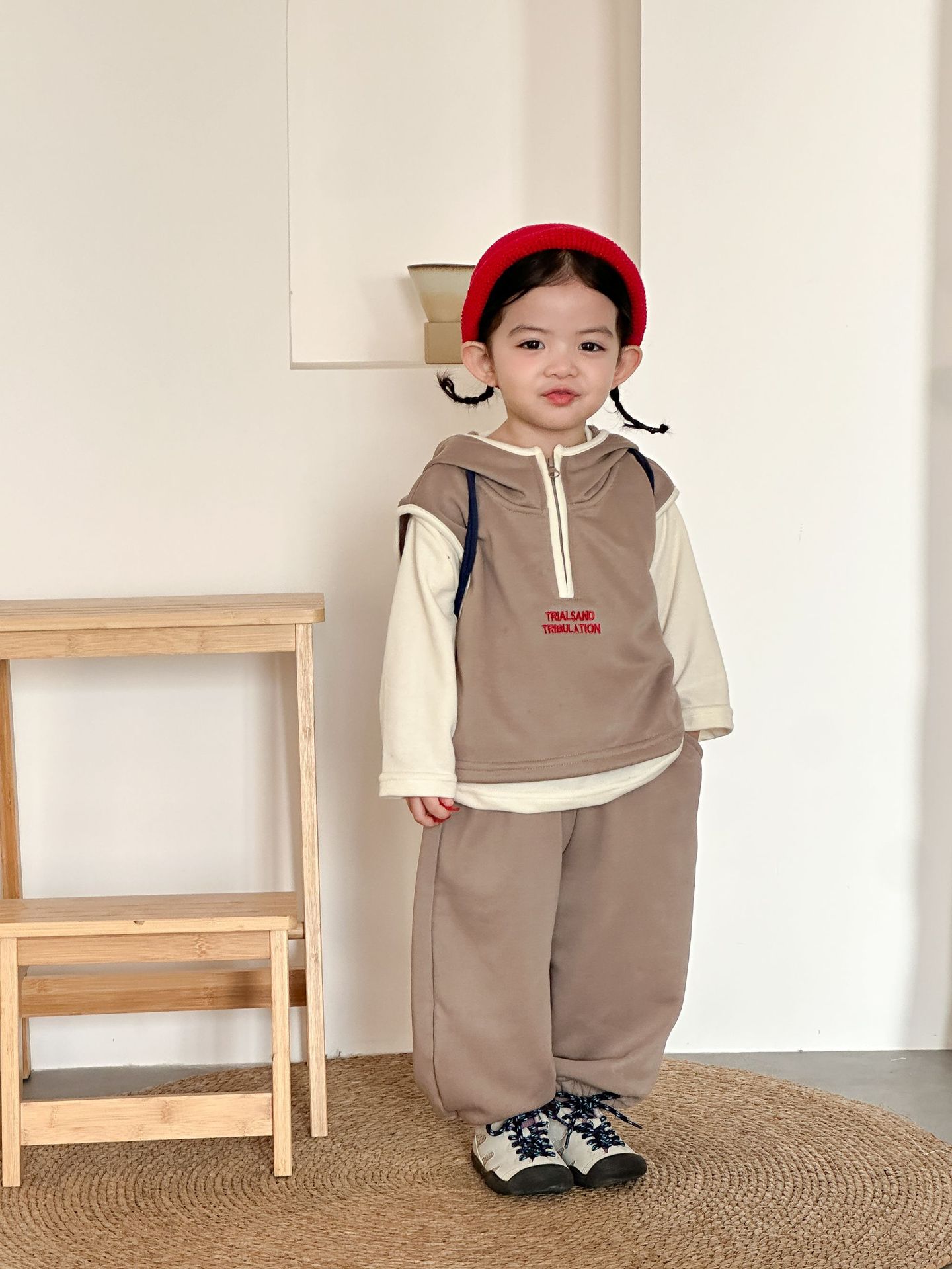 【80-150】三点セット ベスト+ロングT+パンツ キッズ カジュアル - 画像 (6)