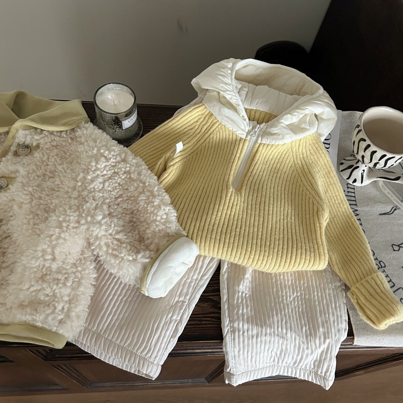 【80-150】ガーリー あったか フード付き セーター/パンツ - 画像 (3)