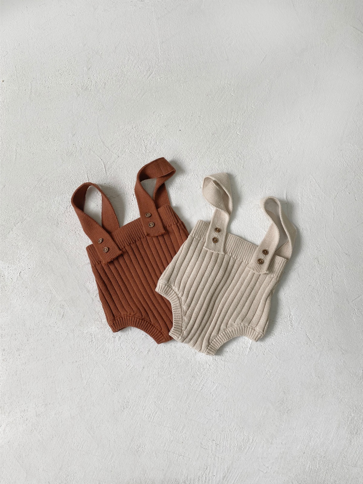 【66-90cm】ニット ロンパース ナチュラル シンプル