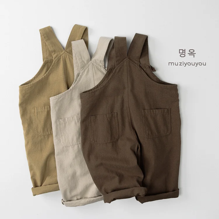 【80-130】サロペット レトロ 英字 カジュアル 履きやすい ボトムス - 画像 (3)