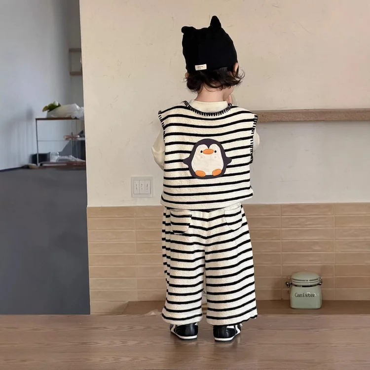 【73-110】セットアップ or インナー ペーギンデザイン 可愛い ベビー服 - 画像 (4)