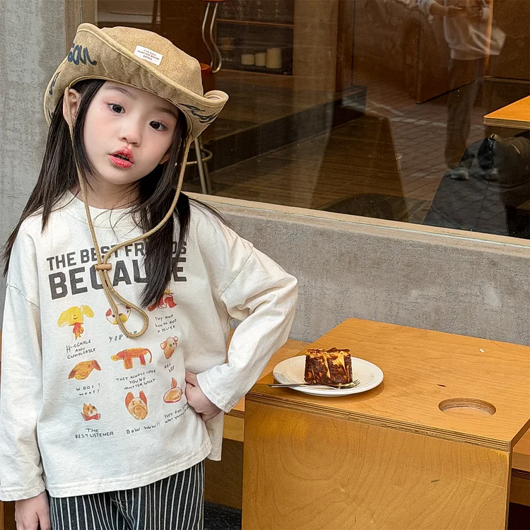 【80-130】Tシャツ 長袖 英字プリント 可愛い 女の子 おしゃれ - 画像 (7)
