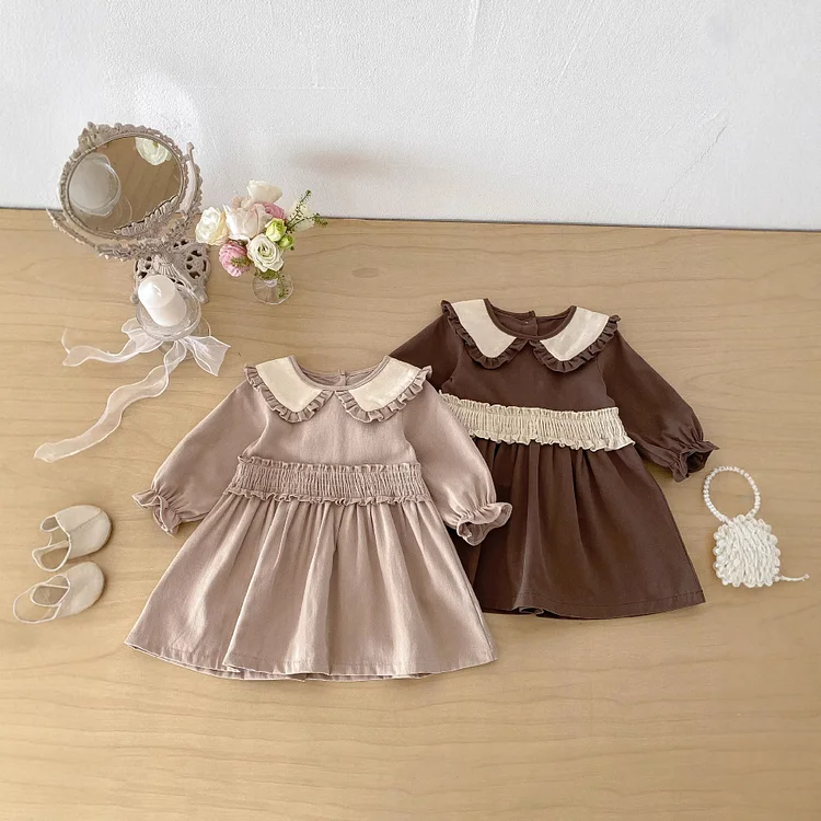 【73-110】ワンピース 丸襟 フリル 着心地良い 女の子 - 画像 (3)