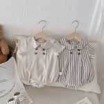 【66-90】ロンパース ストライプ 無地 シンプル ベビー服 - 画像 (6)