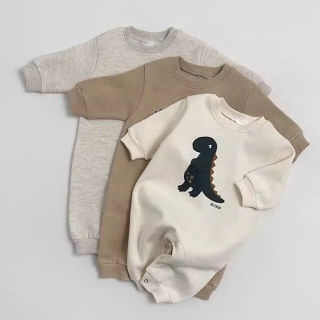 【65-90】ロンパース 厚手 恐竜プリント ベビー服 - 画像 (3)