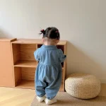 【66-100】ベビー 女の子 丸襟 デニム ロンパース - 画像 (4)
