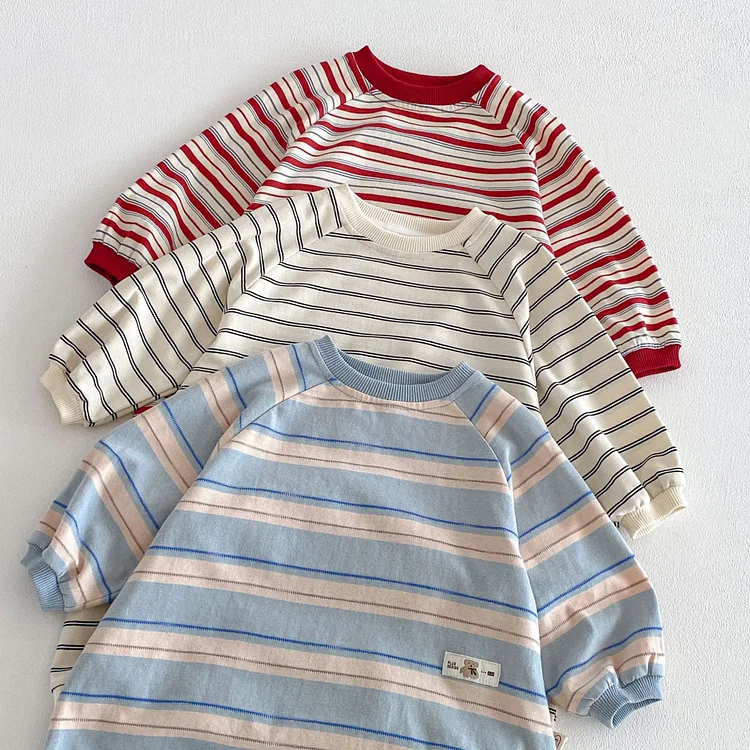 【66-90】ロンパース オールインワン ボーダー ベビー服 - 画像 (4)
