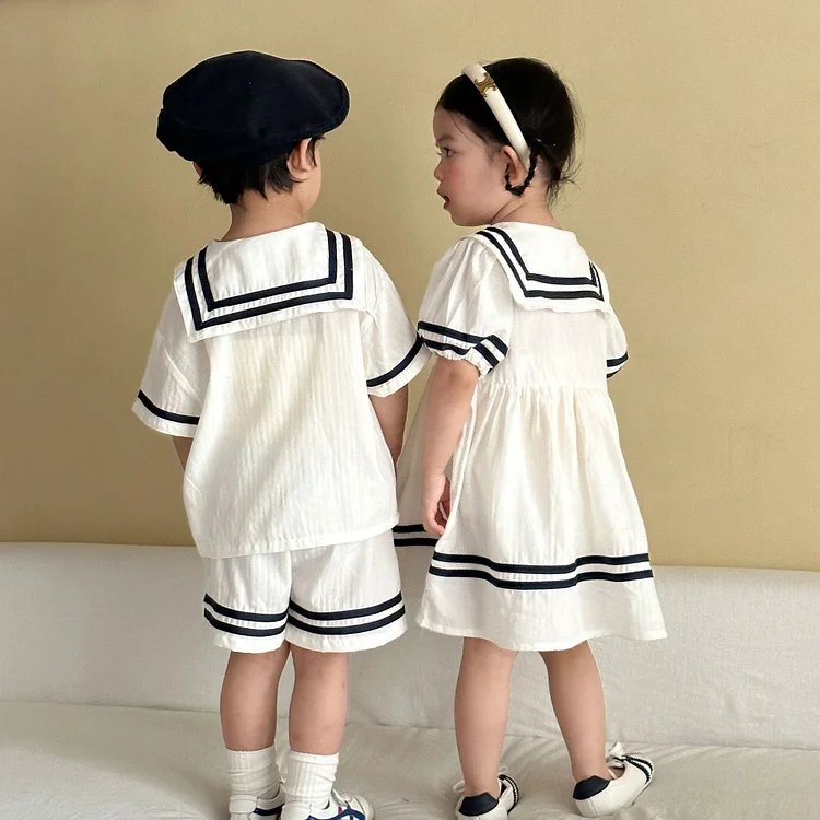 【80-150】キッズ セーラ風 セットアップ or ワンピース - 画像 (4)