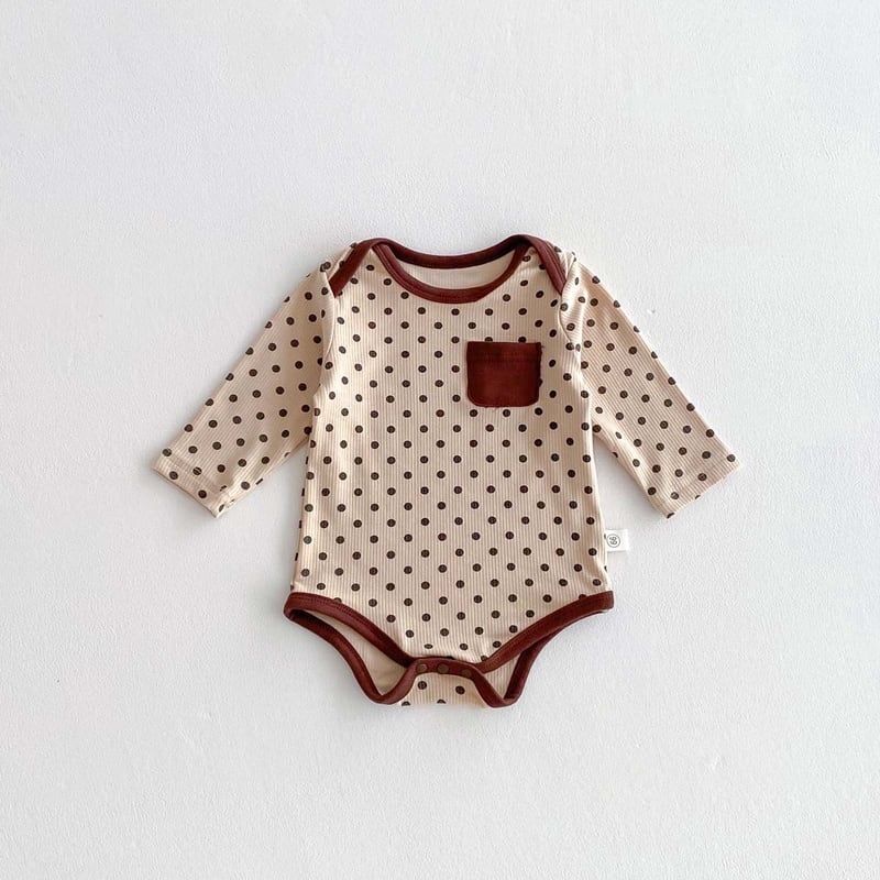 【66-90】ロンパース ポケット付き ドット柄 肌に優しい ベビー服 - 画像 (3)