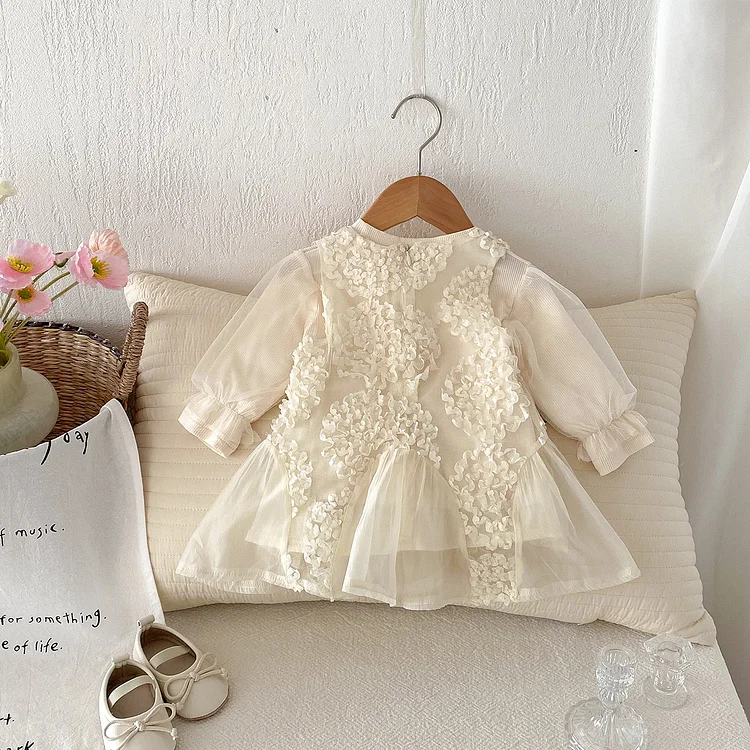 【73-100】ワンピース or シャツ フラワー レース 可愛い 子供服 - 画像 (5)