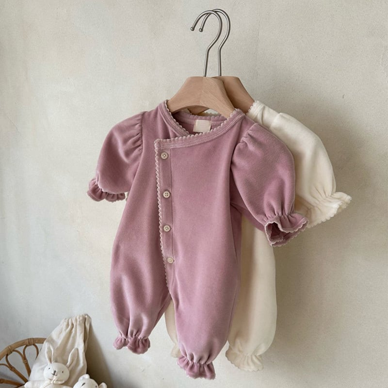【66-90】ロンパース&帽子 セット 無地 肌に優しい ベビー服 - 画像 (8)