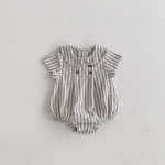【66-90】ロンパース ストライプ 無地 シンプル ベビー服 - 画像 (5)