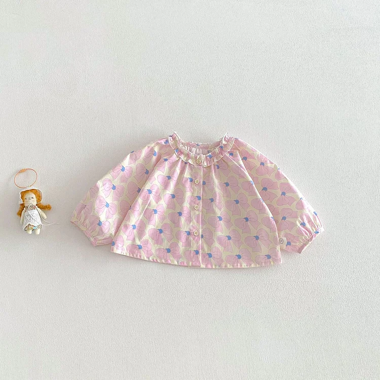 【73-120】ベビー 女の子 シャツ クールネック フラワーorウサギ柄 - 画像 (6)
