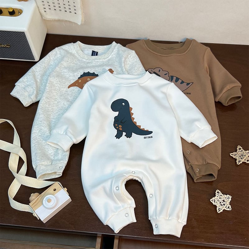 【65-90】ロンパース 厚手 恐竜プリント ベビー服 - 画像 (7)