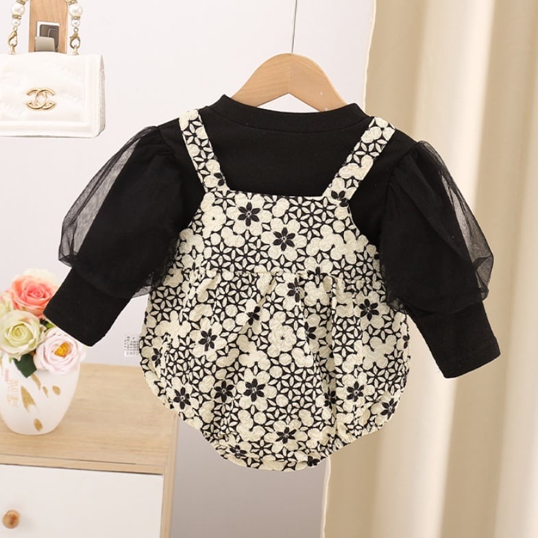 【66-90】サロペット&Tシャツ フラワー おしゃれ 可愛い セットアップ - 画像 (7)