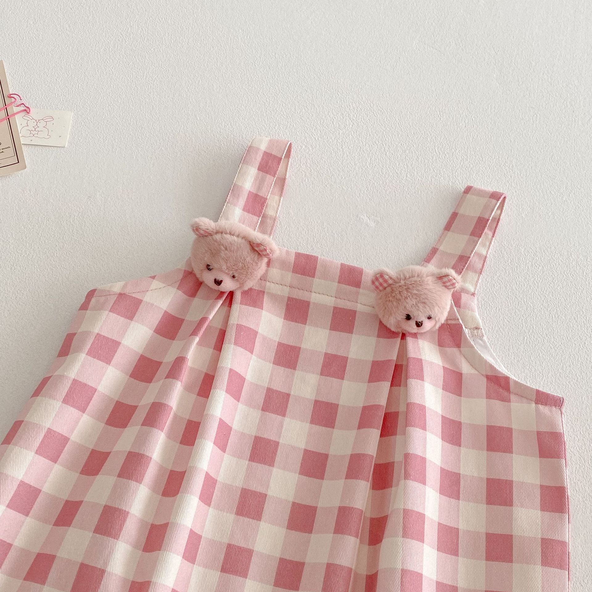 【73-100】サロペット 可愛い ピンク チェック ベビー服 - 画像 (11)