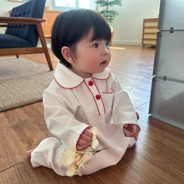 【66-90】オールインワン 韓国風 丸襟 肌に優しい ベビー服 - 画像 (5)
