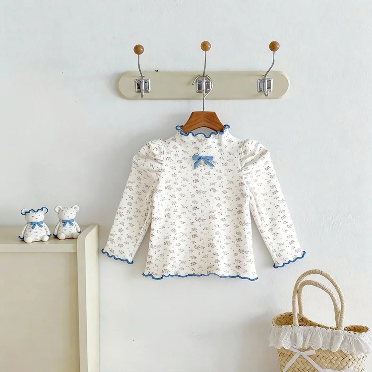 【73-120】Tシャツ 韓国風 小花柄 リボン 可愛い トップス - 画像 (7)