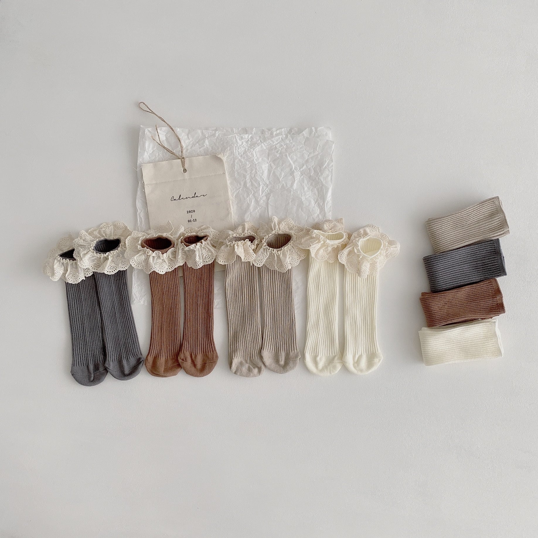 【GOODS】ソックス 4点セット ナチュラル フリル 無地 靴下 - 画像 (6)