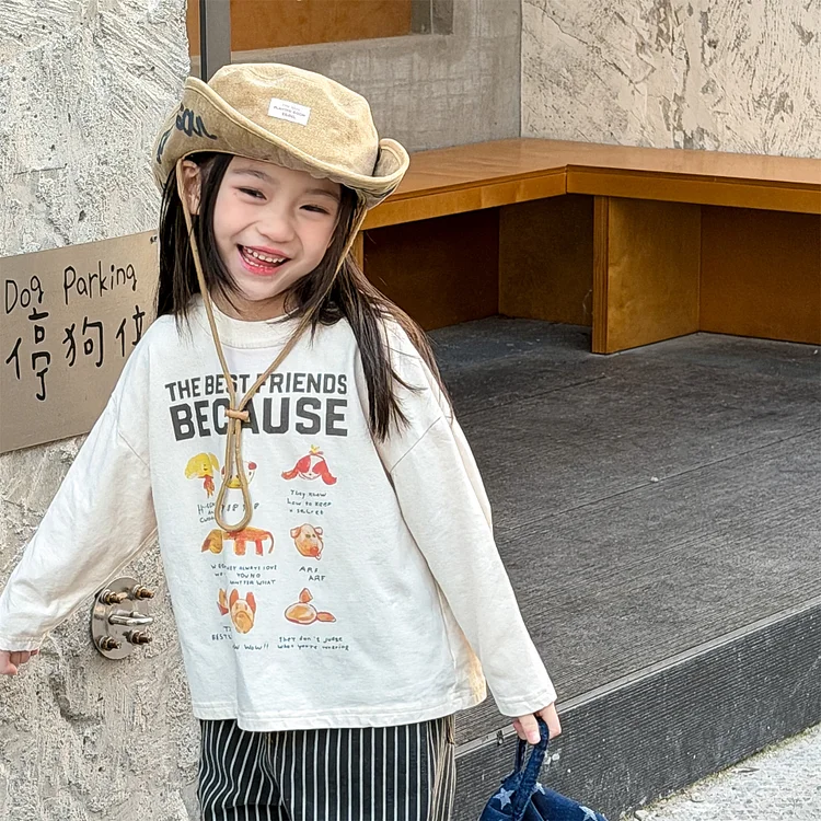 【80-130】Tシャツ 長袖 英字プリント 可愛い 女の子 おしゃれ - 画像 (3)