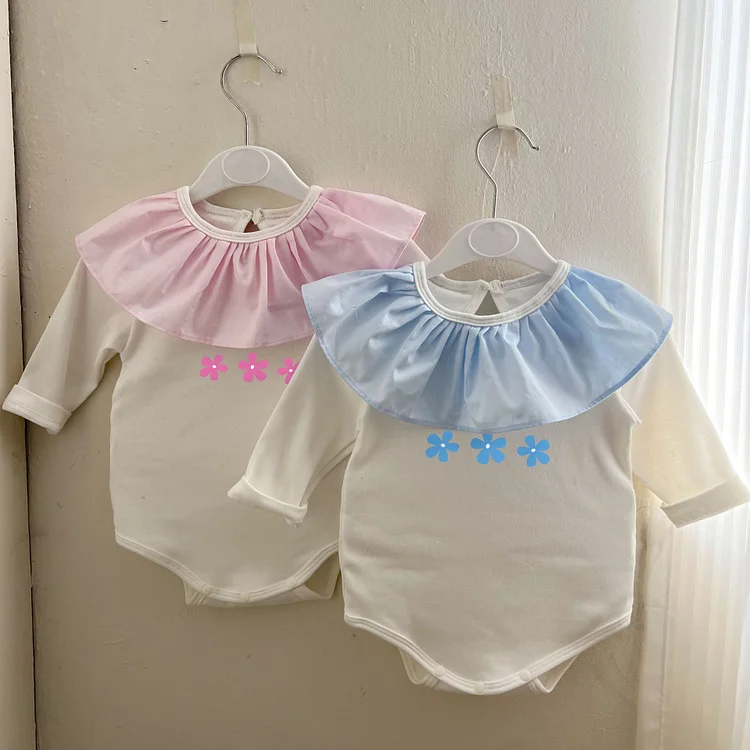 【66-90】ロンパース フラワー フリル襟 おしゃれ ベビー服 - 画像 (3)