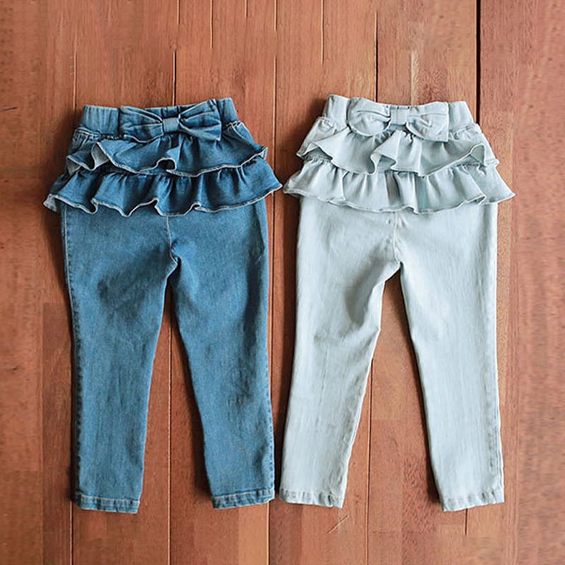 【90-150】デニムパンツ フリル付き 7分丈 カジュアル 履きやすい ボトムス - 画像 (16)