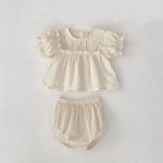 【66-100】ブラウス＆ブルマ パフスリーブ チェック シンプル ベビー服 - 画像 (12)