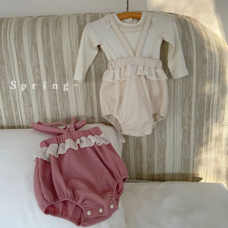 【73-90】ロンパース or トップス フリルレース 可愛い ベビー服 - 画像 (3)