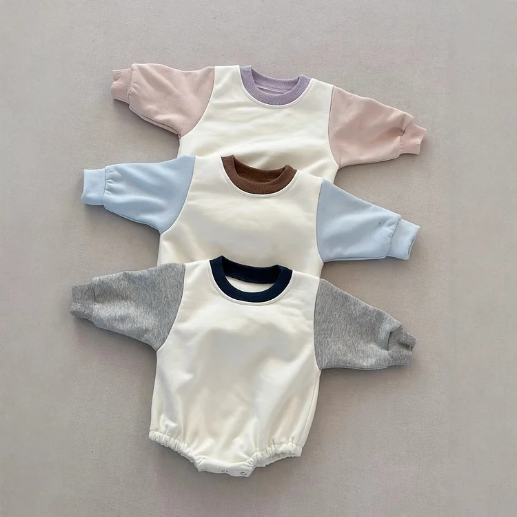 【59-100】ロンパース カラー 切り替え シンプル 着心地良い ベビー服 - 画像 (6)