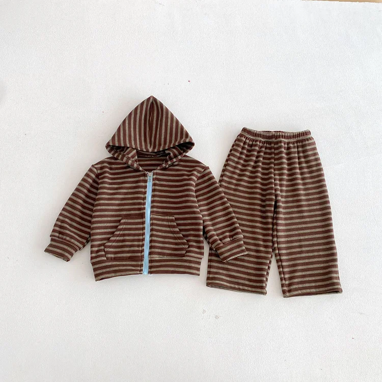 【80-130】セットアップ ボーダー フード付き カジュアル 子供服 - 画像 (12)