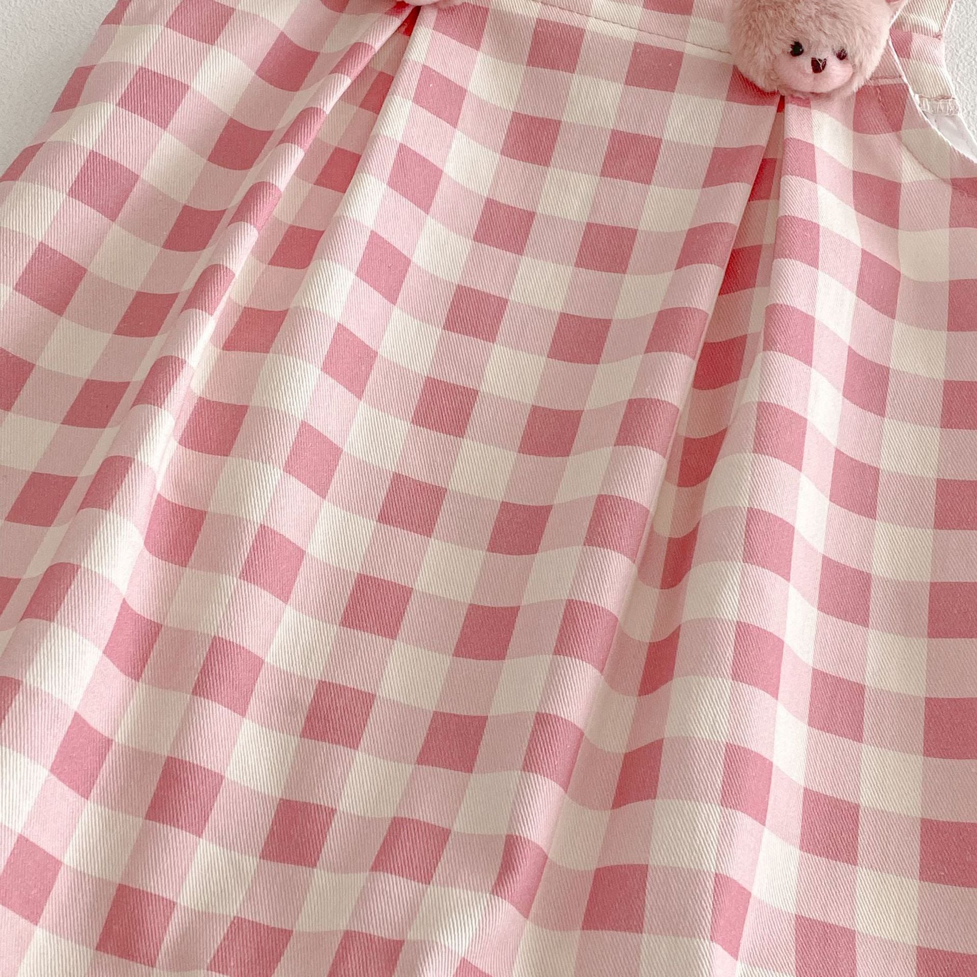 【73-100】サロペット 可愛い ピンク チェック ベビー服 - 画像 (14)
