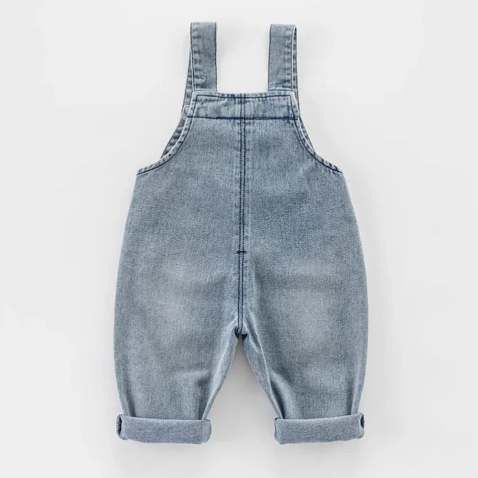 【80-140】キッズ ポケット付き デニム サロペット - 画像 (4)
