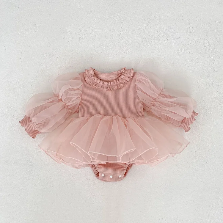 【66-130】ロンパース or ワンピース パフスリーブ 女の子 可愛い ベビー服 - 画像 (6)