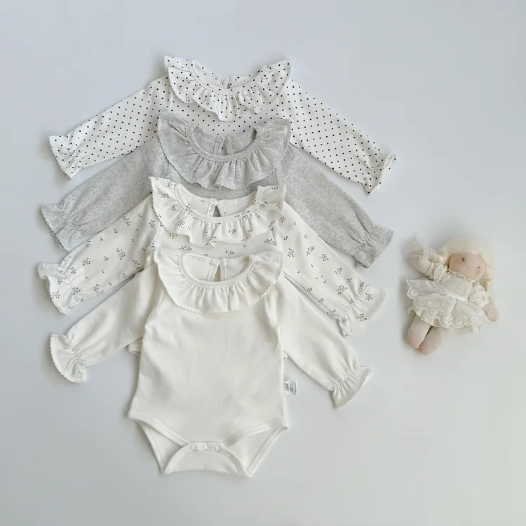 【66-90】ロンパース フリル 小花柄 肌触り良い ベビー服 - 画像 (4)