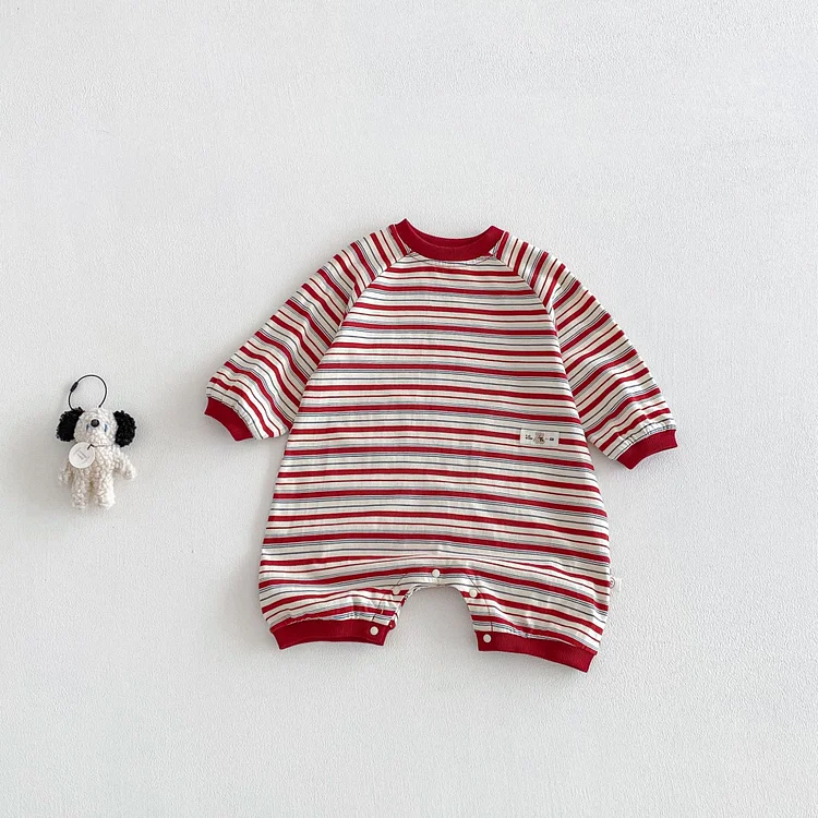 【66-90】ロンパース オールインワン ボーダー ベビー服 - 画像 (7)
