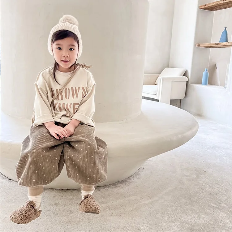 【73-120】カジュアルパンツ 韓国風 ドットコーデュロイ ボトムス - 画像 (3)